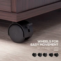 Vinsetto Lateral File Cabinet with Wheels, Mobile Printer Stand with Open Shelves and Drawers for A4 Size Documents, Walnut(m-7)