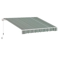Outsunny 10' x 8' Retractable Awning Fabric Replacement Outdoor Sunshade Canopy Awning Cover, UV Protection, Green and White(m-11)