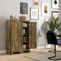 HOMCOM Kitchen Pantry Storage Cabinet with Adjustable Shelves, Small Storage Cabinet with Door and Shelves, Rustic Brown(m-6)