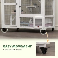 PawHut Cat House, Indoor Cat Enclosure on Wheels with Openable Top, 39", White(m-5)