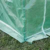 Outsunny 9.8' x 6.6' x 6.6' Plastic Greenhouse Cover Replacement, Heavy Duty Waterproof Tarp for Hoop House, Sheeting with 6 Windows, Door & Reinforcement Grid, Green(m-9)