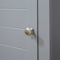 kleankin Tall Bathroom Storage Cabinet with 3 Tier Shelf, Door, Free Standing Linen Tower, Slim Side Organizer, Grey(m-8)