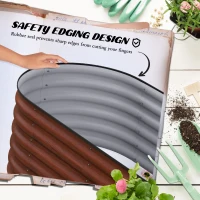 Outsunny 4.9' x 2' x 1.4' Galvanized Raised Garden Bed Kit, Metal Planter Box with Safety Edging, Brown(m-6)