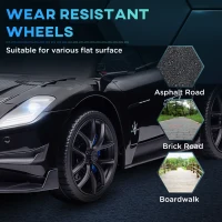 Qaba Maserati GT2 Licensed Ride On Car, 12V 3MPH Battery Powered Electric Car w/ Shock-Absorbers, Auxiliary Wheels, Black(m-9)