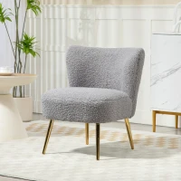 HOMCOM Lounge Chair for Bedroom Living Room Chair with Soft Upholstery and Gold Legs Charcoal Grey(m-8)