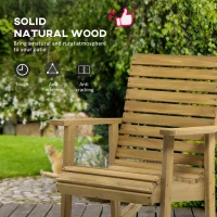 Outsunny Wooden Outdoor Rocking Chair, Traditional Slatted Wood Rocker Chair with Armrests and High Backrest for Indoor & Outdoor, Light Brown(m-4)