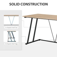 HOMCOM Home Office Computer Desk, Writing Desk, Laptop Table with Z-Shaped Metal Frame, V-Shaped Support Bar, and MDF Tabletop, Black(m-5)