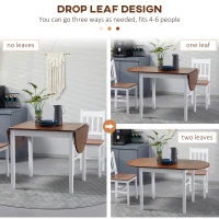 HOMCOM Solid Wood Kitchen Table, Drop Leaf Tables for Small Spaces, Folding Dining Table, Brown(m-5)