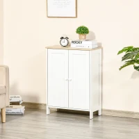 HOMCOM Buffet Cabinet with Storage, Modern Bathroom Floor Cabinet, Sideboard Buffet with 2 Adjustable Shelves and 2 Doors for Kitchen, Living Room, Dining Room, White(m-10)