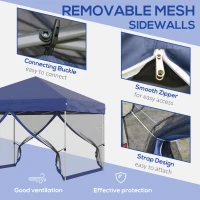Outsunny 10' x 10' Pop-Up Party Tent Outdoor Canopy Tent with Mesh Sidewalls, 3-Level Adjustable Height, Roller Bag, Blue(m-7)