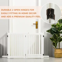 PawHut Free Standing Wooden Pet Gate Indoor Dog Barrier Foldable Step Over Doorway Fence Safety Gate with Open Door Z Shape 4 Panel(m-6)