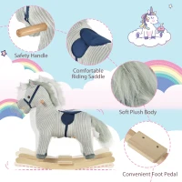 Qaba Kids Rocking Horse Plush Ride on Horse Toddle Rocker for 36-72 Months(m-4)