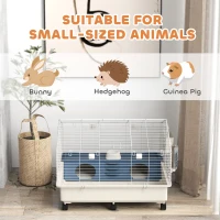 PawHut Rolling Small Animal Cage with Water Bottle, Hay Feeder, Food Dish for Rabbits, Hedgehogs, Guinea Pigs, 35" x 35" x 25"(m-7)