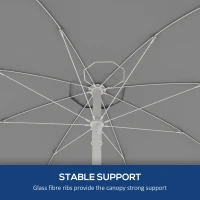 Outsunny 5.7' Beach Umbrella for Travel with Tilt, Adjustable Height, 2 Cup Holders, Hooks, Vent, Ruffles, Blue Stripe(m-6)
