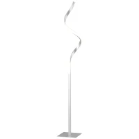 HOMCOM Modern Spiral Floor Lamp with Square Base and Foot Switch, Silver(m-1)