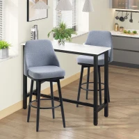 HOMCOM Extra Tall Bar Stools Set of 2, Modern 360° Swivel Barstools, Dining Room Chairs with Steel Legs Footrest, Light Grey(m-14)