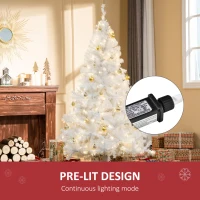 HOMCOM 6FT Prelit Artificial Christmas Tree Warm White LED Light Holiday Home Xmas Decoration with Automatic Open, White(m-5)
