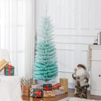 HOMCOM 5ft Pencil Christmas Trees, Skinny Artificial Christmas Tree for Xmas Holiday Decor, Gradient Blue(m-1)