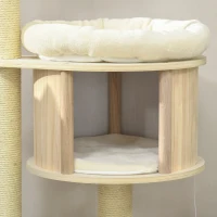 PawHut Cat Tree, 3 Level Cat Tower with Scratching Posts, Bed, Condo, Badminton Toys, for Multiple Kittens(m-8)