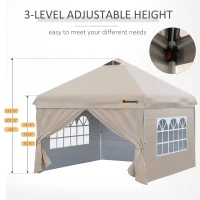 Outsunny 10' x 10' Pop Up Canopy Tent, Instant Sun Shelter, Tents for Parties, with Wheeled Carry Bag, for Outdoor, Garden, Patio, Beige(m-6)