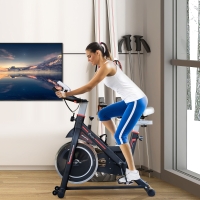 Soozier Upright Stationary Exercise Bike, Cardio Workout Training Bicycle w/ Adjustable Resistance LCD Monitor, Black