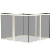 Outsunny Replacement Mosquito Netting for Gazebo 10' x 10' Black Screen Walls for Canopy with Zippers, White(m-2)