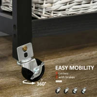 HOMCOM 3-Tier Kitchen Cart, Utility Cart with Solid Wood Top, Steel Basket, Rolling Kitchen Island with Drawer, Microwave Stand, Black(m-6)