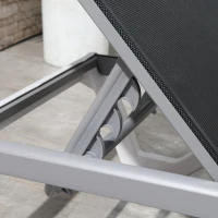 Outsunny Outdoor Chaise Lounge Chair, Patio Aluminum Tanning Chair with 5-Level Adjustable Back, Portable Wheels, Breathable Mesh Fabric, for Pool, Deck,  Garden, Black(m-10)