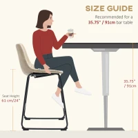 HOMCOM Counter Height Bar Stools Set of 2, Vintage PU Leather Bar Chairs, Kitchen Stool with Footrest, Beige(m-6)