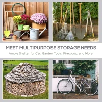 Outsunny 6.6' x 6.6' Waterproof Garden Storage Shed for Motorcycle, Bike, Grey(m-7)