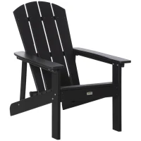 Outsunny Adirondack Chair, HDPE Fire Pit Chair, Weather Resistant Outdoor Chair for Patio, Garden, Backyard, Lawn, Black(m-1)