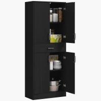 HOMCOM 71" Kitchen Cabinet with Drawer and Adjustable Shelf, Freestanding Tall Kitchen Pantry, Distressed Black(m-11)