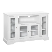 HOMCOM Sideboard Buffet Cabinet with Storage, Kitchen Cabinet Coffee Bar Cabinet with Glass Doors for Living Room, Kitchen, White(m-1)