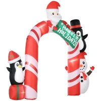 HOMCOM Large 10ft Christmas Inflatable Archway with Santa Claus and Penguin for Outdoor, Blow Up Decoration with LED Lights(m-11)