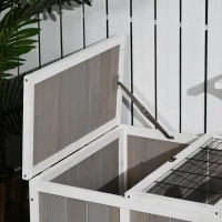 PawHut Wooden Tortoise Habitat with Openable Top, Run Cage, Two Rooms, Grey(m-10)