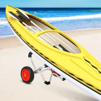 Soozier Kayak Cart Aluminum Boat Canoe Carrier Dolly Trolley Transport Trailer with Airless Beach Tires for Sand, Silver(m-8)