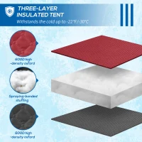 Outsunny 4 Person Insulated Ice Fishing Shelter, Pop-Up Portable Ice Fishing Tent with Carry Bag and Two Doors for -22℉, Red(m-5)