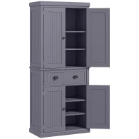 HOMCOM 72" Kitchen Pantry Storage Cabinet, Cupboard w/ 4 Doors and 3 Adjustable Shelves, Large Central Drawer, Navy Blue(m-1)