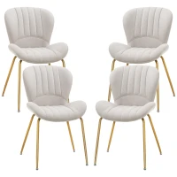 HOMCOM Dining Chairs Set of 4, Modern Accent Chair with Cushioned Backrest, Upholstery for Living Room, Cream White(m-2)