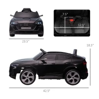 Aosom 12V Kids Electric Ride On Car, Audi E-tron, Battery Powered Toy with Parent Remote Control, Suspension System, Auxiliary Wheels, LED Lights, Music and Horn,  MP3 Player, Black(m-3)
