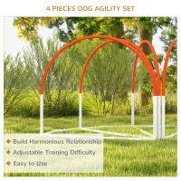 PawHut Dog Agility Kit Pet Obstacle Course Training Equipment Outdoor with Weave Poles, Carry Bag, Orange(m-5)