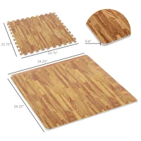 HOMCOM Soft Wood Grain EVA Foam Interlocking Floor Mats 72 Square Feet Exercise Workout Mat Kid Play Mat 18pcs (Dark Wood Grain)(m-3)