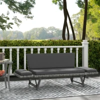 Outsunny Convertible Wicker Loveseat Grey Patio Chaise Lounge(m-8)