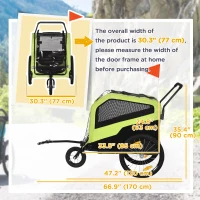 Aosom 2-in-1 Dog Bike Trailer for Large Dogs, Green(m-3)