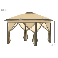 Outsunny 11' x 11' Pop Up Canopy Tent with Netting and Carry Bag, Instant Gazebo Sun Shelter, Tents for Parties with 121 Square Feet of Shade, for Outdoor, Garden, Patio, Beige(m-3)