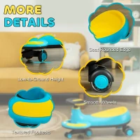 Qaba Kids Wiggle Car w/ Parent Traction Rope, Music, Light, Blue(m-7)