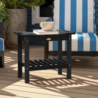 Outsunny HDPE Shower Bench, Waterproof Shower Stool with Handle, Storage Shelf, Non-Slip Pads for Indoor Outdoor, Black(m-8)