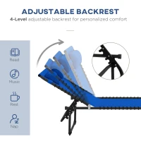 Outsunny 2 PCs Folding Lounge Chairs, Adjustable Chaise Lounge with Headrest, Reclining Lounger Cot for Camping, Hiking, Blue(m-4)