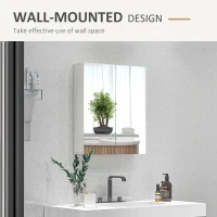 kleankin Wall Mounted Mirror Cabinet, Bathroom Medicine Cabinet with Mirror, 2 Doors, Adjustable Shelf and Soft Close Mechanism(m-9)