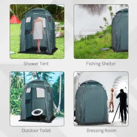 Outsunny 60" x 60" x 82" Shower Tent Extra Wide Changing Room Privacy Portable Camping Shelters with Windows & Floor Mat, Green(m-7)